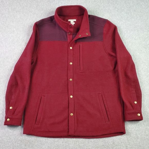 Carbon2Cobalt Other - carbon2cobalt Shirt Jacket Mens Large Red Snap Front Waffle Knit Lined Pockets